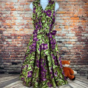 Jessica Howard green purple floral dress size 12